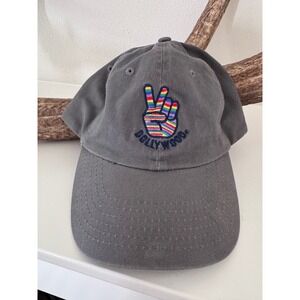 Dollywood Rainbow Peace Sign Baseball Hat Gray Cotton Adjustable Souvenir Cap